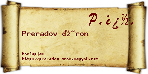 Preradov Áron névjegykártya